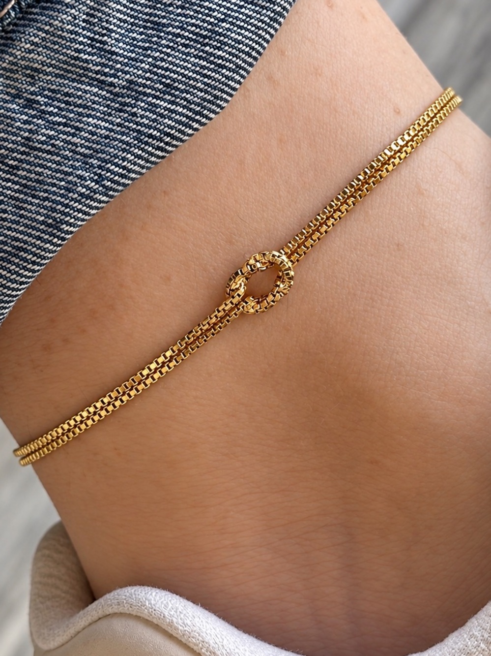 Dainty Knot Anklet, 14K Gold Plated Chain Minimalist Summer Adjustable